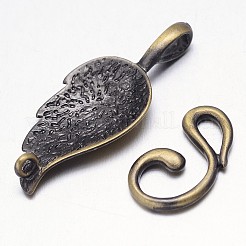 Brass Leaf Hook Clasps&nbsp;KK-E739-17AB-NF