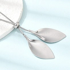 Adjustable 304 Stainless Steel Leaf Pendant Lariat Necklaces for Women&nbsp;SA-CBAB727-03P