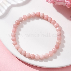 Natural Pink Opal Round Beaded Stretch Bracelets for Women&nbsp;BJEW-JB12836-01