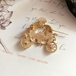 ラインストーンカボチャカートブローチピン  バックパックの服のための黄金の合金のバッジ  カラフル  40x44mm&nbsp;THXG-PW0001-026