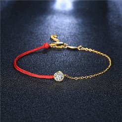 Eco-Friendly Electroplate Brass and Nylon Cord Bracelets&nbsp;BJEW-AA00081-30G