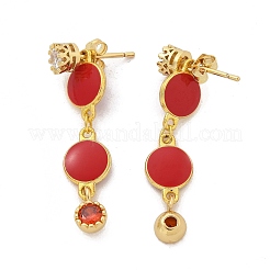 Brass Micro Pave Clear Cubic Zirconia Dangle Stud Earrings&nbsp;EJEW-M077-10G-01