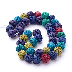 天然溶岩岩ビーズ連売り  染め  ラウンド  カラフル  8mm  穴：1mm  約50個/連  15.7インチ&nbsp;X-G-D053-8mm-1