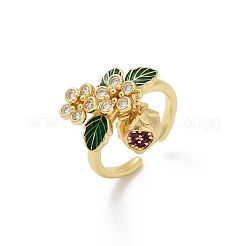 Brass Micro Pave Cubic Zirconia Cuff Rings for Women&nbsp;RJEW-F182-08B-G