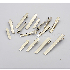 混合鉄フラットワニのヘアクリップパーツ  作るDIYのヘアアクセサリー  プラチナ  35~76x7~8.5mm&nbsp;IFIN-X0030