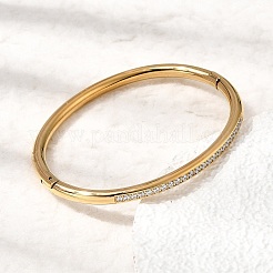 304 Stainless Steel & Cubic Zirconia Hinged Bangles&nbsp;BJEW-H644-07G