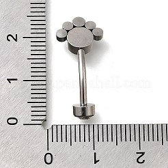 304ステンレススチール製クリアキュービックジルコニアカーブバーベルへそリング  ステンレス鋼色  花  24mm  ピン：1.6mm  ヘッド：4.5x5mm&nbsp;AJEW-D306-03P-02