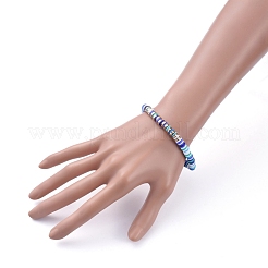 Handmade Polymer Clay Heishi Beads Stretch Bracelets&nbsp;BJEW-JB05300-04