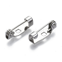 変色しない304ステンレススチール製ピンブローチバックバー金具  ステンレス鋼色  14x4x4.5mm  穴：1.5x1.5mm  ピン：0.6mm&nbsp;STAS-S079-199