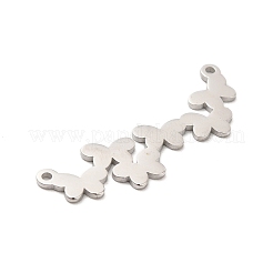 変色しない304ステンレススチールコネクタチャーム  バタフライリンク  ステンレス鋼色  11.5x34x1mm  穴：1.2mm&nbsp;STAS-K245-01P