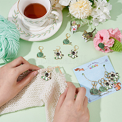 Alloy Enamel Yarn Ball & Cat Charm Locking Stitch Markers&nbsp;HJEW-PH01721