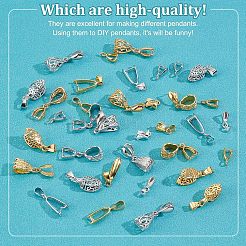 48Pcs 12 Style Brass Ice Pick Pinch Bails&nbsp;KK-FH0003-62