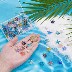 100Pcs Starfish Gradient Color Baking Paint Transparent Glass Pendants&nbsp;FIND-UN0007-31