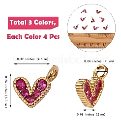 12Pcs 3 Colors Brass Micro Pave Cubic Zirconia Charms&nbsp;ZIRC-SZ0001-58