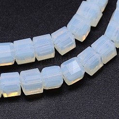 多面カットキューブオパライトビーズ連売り  紺碧  5.5x5.5x5.5mm  穴：1mm  約94個/連  20.4インチ&nbsp;EGLA-E041-5mm-C01