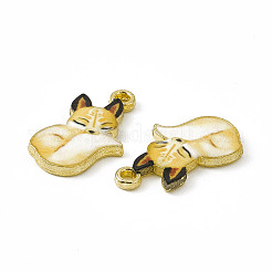 塗装合金ペンダント  キツネのチャーム  カドミウムフリー＆ニッケルフリー＆鉛フリー  ゴールドカラー  ミックスカラー  19.5x11.5x2mm  穴：1.5mm&nbsp;PALLOY-P288-05G