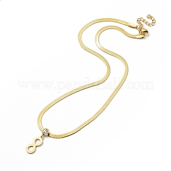 Crystal Rhinestone Infinity Pendant Necklace with Herringbone Chains&nbsp;NJEW-I116-06G