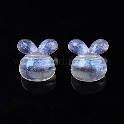 透明なアクリルビーズ  グリッターパウダー  兎  透明  16x15x12mm  穴：2mm&nbsp;X-OACR-N008-105
