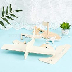 未完成の空白の木製おもちゃ  DIYの手塗りの工芸品のため  飛行機と船  バリーウッド  213x255x81mm  77x41.5x7.5mm&nbsp;DIY-OC0001-94