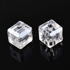 透明なアクリルビーズ  キューブ  多面カット  透明  11.5x11x11mm  穴：2mm&nbsp;TACR-T028-59B