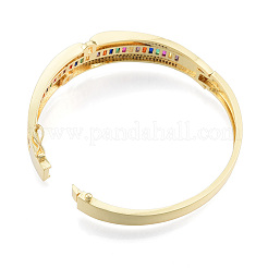 Cubic Zirconia Triple Layer Belt Buckle Hinged Bangle&nbsp;BJEW-N014-018