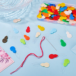 201ステンレススチール製ねじ切り100個  ヒョウタン  プラスチックヘッド付き  ミックスカラー  48x15x2.5mm  穴：1.2mm&nbsp;TOOL-TADJ0001-04