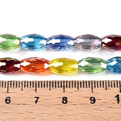 透明ガラスビーズ連売り  ファセット(32ファセット)  オーバル  カラフル  10~10.5x6mm  穴：1mm  約42個/連  16.54''（42センチメートル）&nbsp;GLAA-T023-A22-01