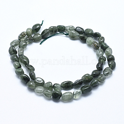 天然石グリーンルチルクォーツビーズ連売り  ナゲット  6~8mm  穴：0.8mm  約45~47個/連  15.7インチ（40cm）&nbsp;G-E483-49