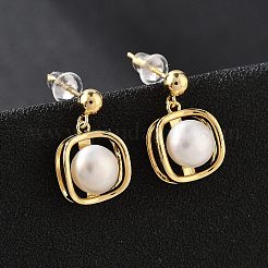 Brass Dangle Stud Earrings&nbsp;EJEW-P302-02G