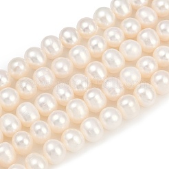 天然養殖淡水パールビーズ連売り  ポテト  グレード6 A  貝殻色  7~8mm  穴：0.7mm  約54~55個/連  14.09~14.37インチ（35.8~36.5cm）&nbsp;PEAR-I007-07X-01A