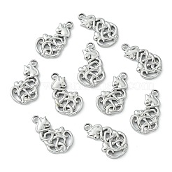 201ステンレススチールペンダント10個  ハートチャームの猫  ステンレス鋼色  23x14x3mm  穴：2mm&nbsp;STAS-CJ0002-34