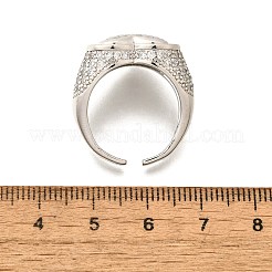 Brass Micro Pave Clear Cubic Zirconia Cuff Rings for Women&nbsp;RJEW-G347-01P