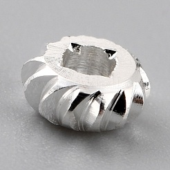 真鍮ビーズ  カドミウムフリー＆鉛フリー  長持ちメッキ  段ボール  925銀メッキ  5x2mm  穴：1.8mm&nbsp;KK-O133-302C-S