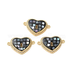 Rack Plating Brass Micro Pave Clear Cubic Zirconia Heart Links&nbsp;KK-K385-107G