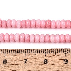 グラデーション染めガラスビーズ連売り  イミテーション翡翠  ロンデル  ショッキングピンク  4~4.5x2.5mm  穴：0.6~0.7mm  約142~152個/連  14.57~15.55''（37~39.5センチメートル）&nbsp;LS-GLAA-T030-07A-04