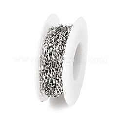 304ステンレススチール楕円リンクチェーン  ハンダ付け  スプールで  ステンレス鋼色  3.5~6x2.5~3.5x0.5mm&nbsp;CHS-P028-14P