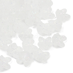 つや消し透明なアクリルビーズ  ちょう結びの鐘  シルバーライン入り  ABカラーメッキ  透明  15x15.5x8.5mm  穴：1.2mm  約568個/500g&nbsp;OACR-P029-18B-05