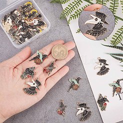 32本8スタイルアロイエナメルペンダント  ゴシックテーマ  ミックスカラス  ミックスカラー  18~32x15~29x1~1.5mm  穴：2~2.2mm  4個/スタイル&nbsp;ENAM-SC0002-97