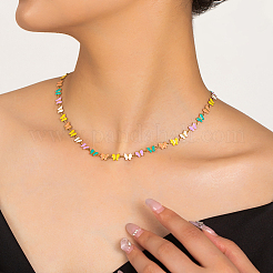 Stainless Steel Enamel Colorful Butterlfy Link Chain Necklaces for Women&nbsp;KS8848