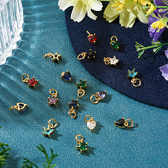 12Pcs 2 Styles Brass Micro Pave Cubic Zirconia Charms&nbsp;KK-TA0008-70E