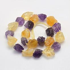 Rough Raw Natural Amethyst and Citrine Beads Strands&nbsp;G-K202-22B