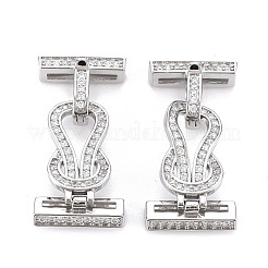 Brass Micro Pave Clear Cubic Zirconia Fold Over Clasps&nbsp;KK-S356-577-NF