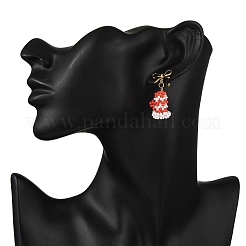 Christmas Glove Brass Dangle Stud Earrings&nbsp;EJEW-MZ00497