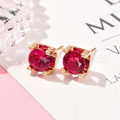 Square Brass Micro Pave Cubic Zirconin Stud Earrings&nbsp;EJEW-D318-03KCG-A
