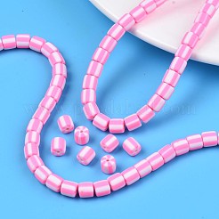 手作り樹脂粘土ビーズ連売り  コラム  ショッキングピンク  6x6mm  穴：1.5mm  約63個/連  15.55インチ〜15.94インチ（39.5~40.5cm）&nbsp;CLAY-T020-12F