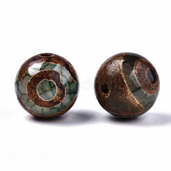 チベット風ジービーズ  天然石瑪瑙ビーズ  染め＆加熱  ラウンド  片目  3mm  穴：16mm&nbsp;TDZI-N001-004