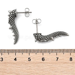 316サージカルステンレススタッドピアス  クリアキュービックジルコニア  昆虫  アンティークシルバー  26.5x5.5mm&nbsp;EJEW-R022-01AS
