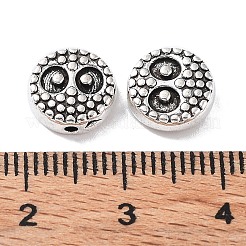 チベットスタイルの合金ビーズ  フラットラウンド  アンティークシルバー  9~9.5x3.5mm  穴：1.2mm  454個/ 500g&nbsp;PALLOY-H134-20AS