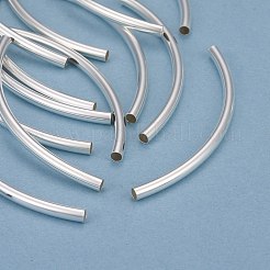 真鍮製チューブビーズ  長持ちメッキ  カーブビーズ  チューブ  925銀メッキ  58.5x3mm  穴：2mm&nbsp;KK-Y003-89H-S