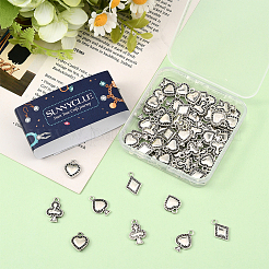 72pcs4スタイルチベットスタイルアロイペンダント  カードを再生  アンティークシルバー  14.5~18.5x11.5~12x2~3mm  穴：1.8~2mm  18個/スタイル&nbsp;FIND-SC0019-40AS